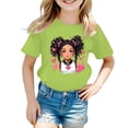thumbnail image 1 of HABDGIKS T-Shirts pour Fille, Imprimé Graphique, Col Rond, Manches Courtes, Décontracté, 1 of 5