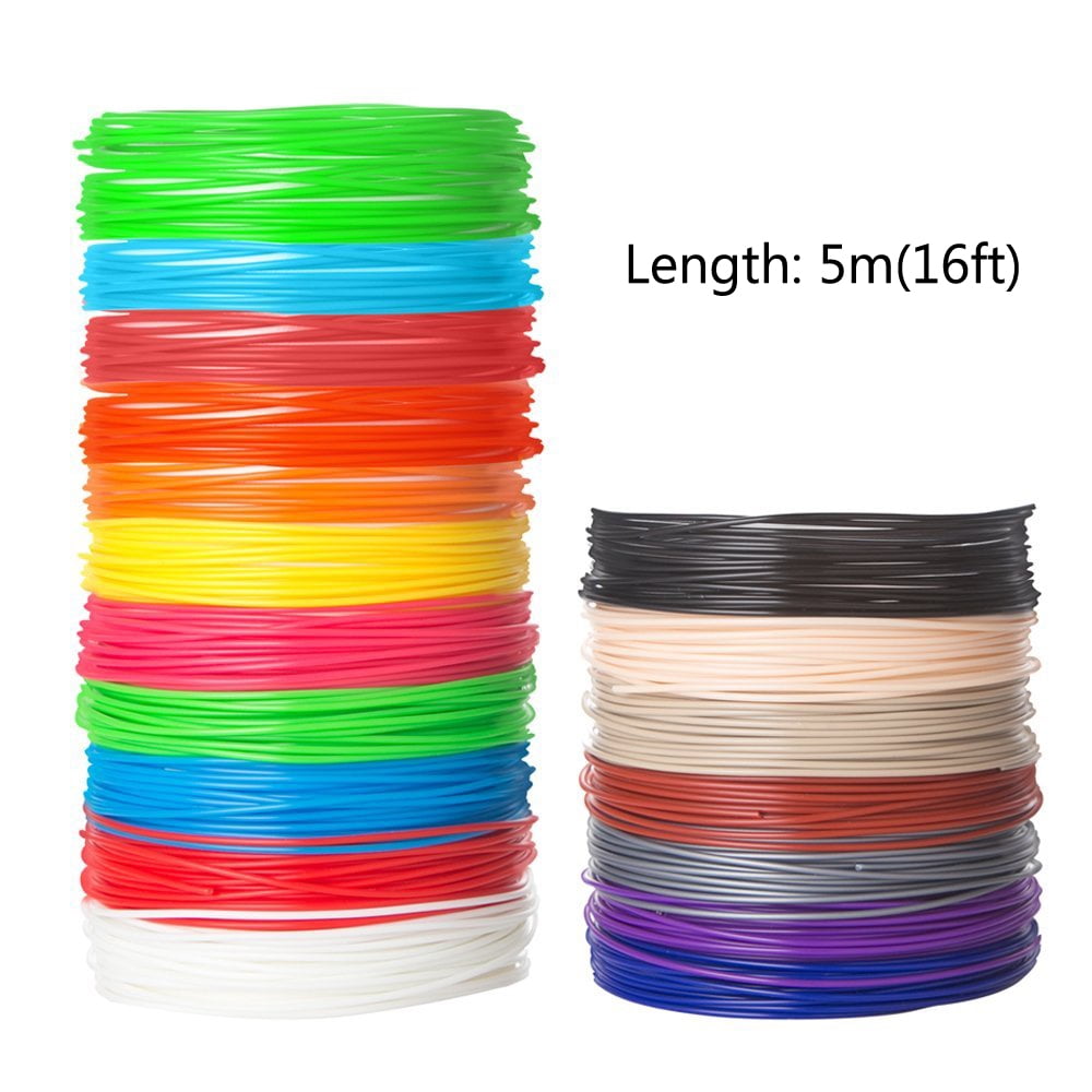 3D Printer Filament 1.75mm PLA 20 Colors 5M/16ft For Drawing