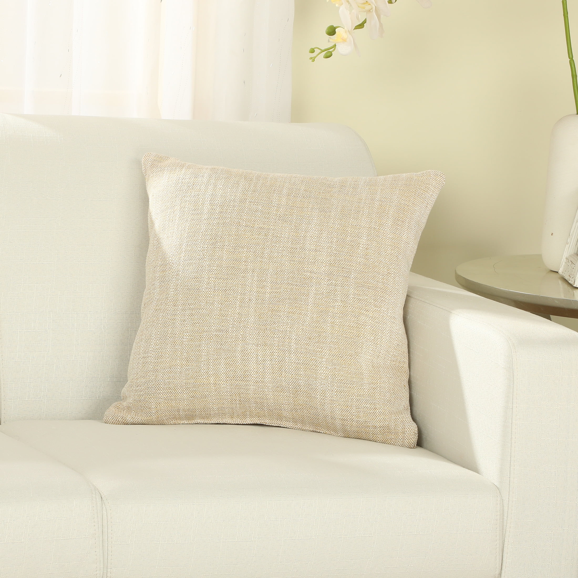 Mainstays Woven Slub Decorative Throw Pillow, Square, 1 per Pack, 18" x 18", Yellow
