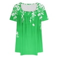 thumbnail image 3 of Scyoekwg Womens Short Sleeve Tunic Hide Belly Tops Loose Classic Fashion Print Summer Tops Trendy Square Neck Pleated T Shirts Causal Comfy Tops (#A=Green,XXL), 3 of 3