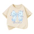thumbnail image 5 of akafmk Girls Short Sleeve T-Shirts Cotton Graphic Tees Crewneck Soft Fashion Versatile Cute Summer Tops, 3-14Y, 5 of 7