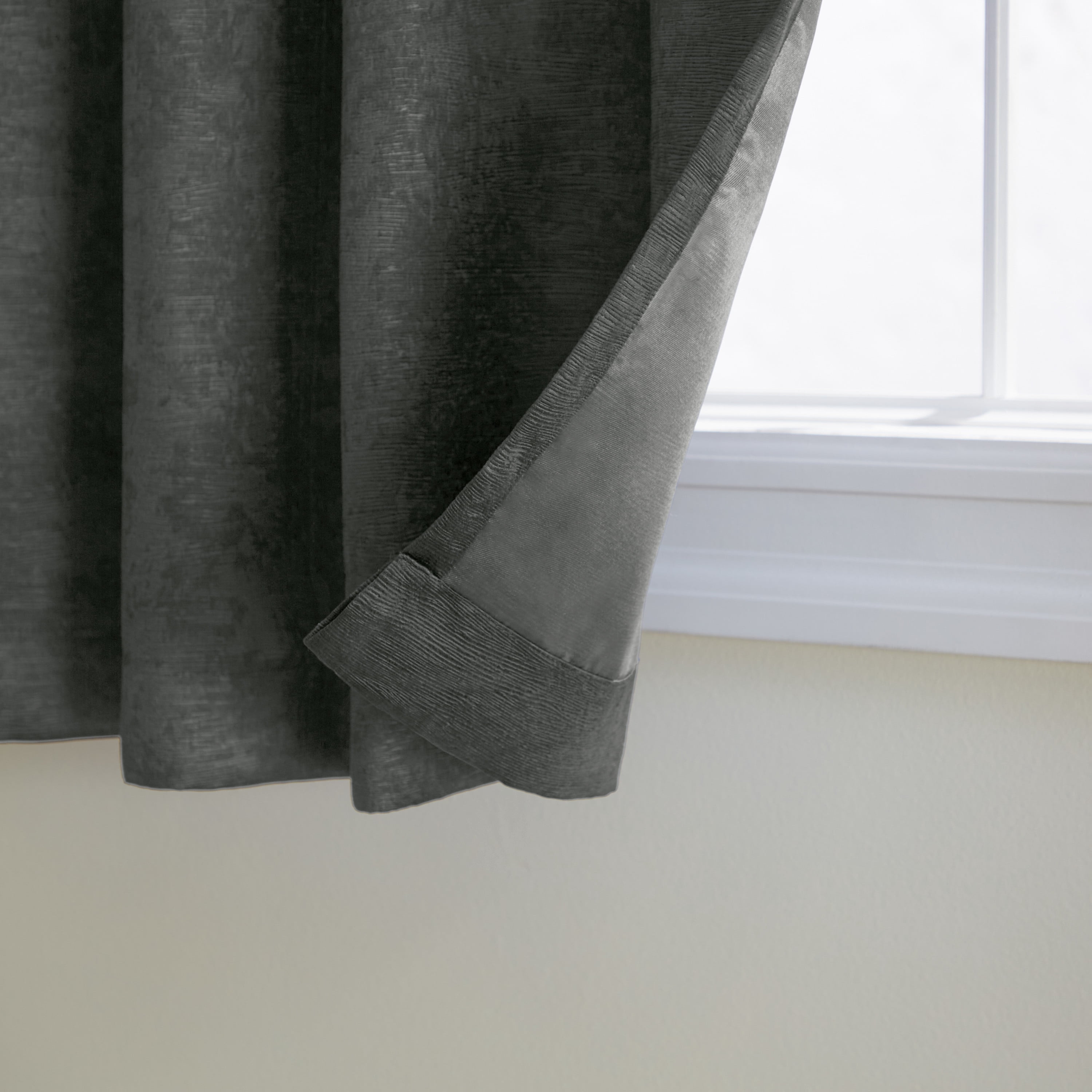 TOWN & COUNTRY EVERYDAY Lustre Solid Heavyweight Textured Sateen Indoor Curtains, Room Darkening Opacity, Grommet Top, Energy Efficient, 2-Pack Set, 52"x96", Charcoal