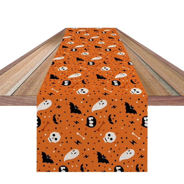Camino de mesa de calabaza de Halloween, camino de mesa de telaraña para cocina, comedor, café o fiestas en el hogar en interiores y exteriores, decoración de mantel con temática de terror