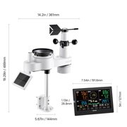 VEVOR 7-in-1 Wi-Fi Weather Station with APP, 7.5-Inch VA Display, Wireless Solar Powered Outdoor Sensor, Rain Gauge, Indoor Outdoor for Weather Forecast, Wind Speed, Temperature, Humidity, Rainfall