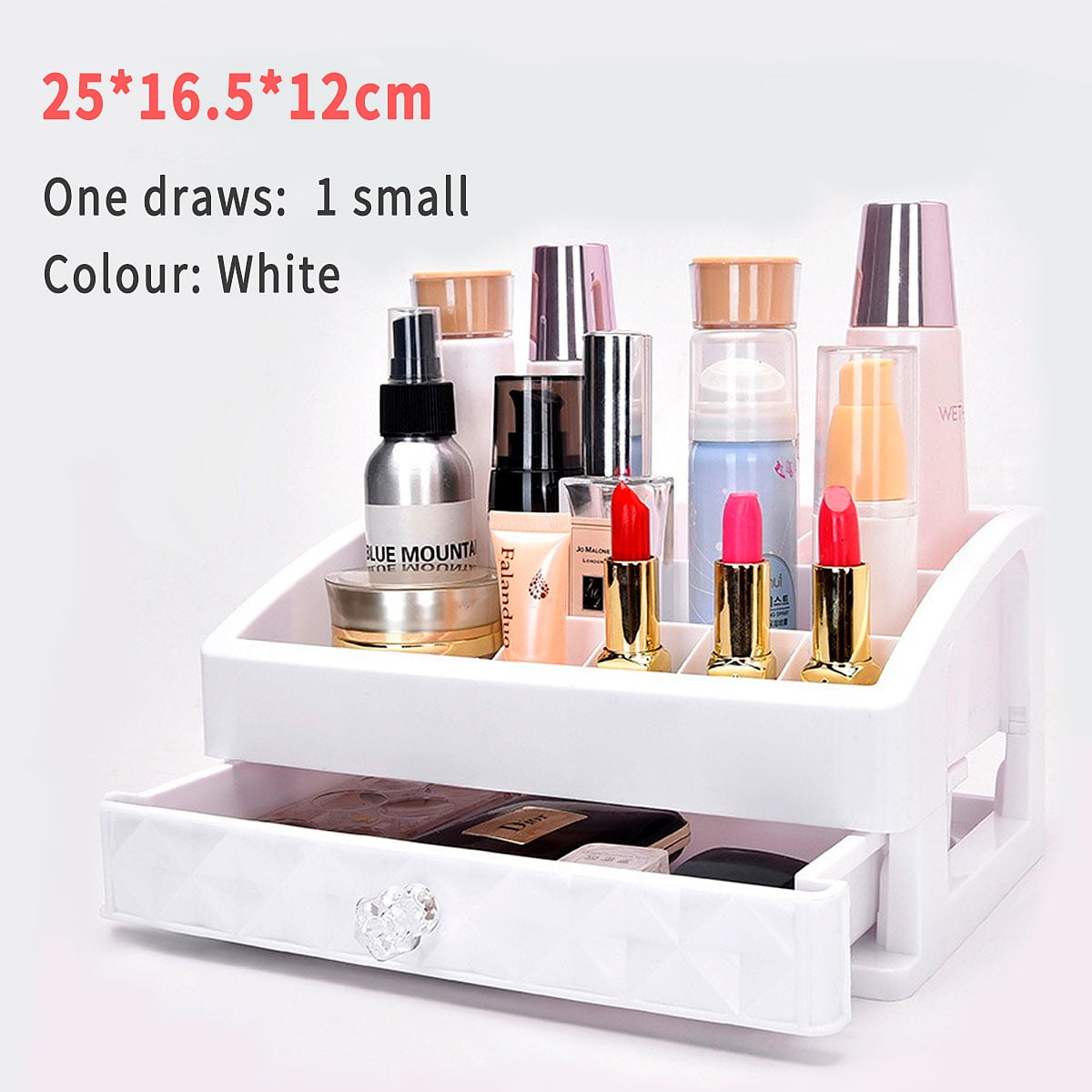 1/2/3 Drawers White Cosmetic Storage Organizer Drawers Display Jewelry