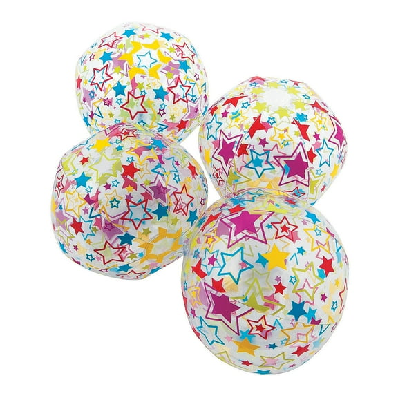 Neon Star Print Beach Ball - Party Favors - 12 Pieces