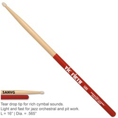 Vic Firth American Classic Vic Grip Hickory Drumsticks (5A, Nylon