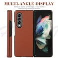 thumbnail image 4 of Dteck Cover Samsung Galaxy Z Fold 3, Luxury Protective Ultra-Thin Leather Lichee Pattern Shockproof Glossy Design Back Phone Cover For Samsung Galaxy Z Fold 3, Brown, 4 of 6