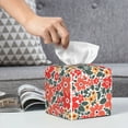 thumbnail image 3 of Honeii 's Small Coral Red Flowers for Leather Square Tissue Box Cover Holder: A Stylish Organizer for Tabletops, Bathrooms, Cars & Offices, 3 of 5