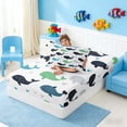 thumbnail image 4 of Manfei Colorful Whale Twin Sheet Sets for Kids Boys and Girls, Sea Animal Bedding 3-Piece, 1 Flat Sheet, 1 Fitted Sheet and 1 Pillowcase, 4 of 6