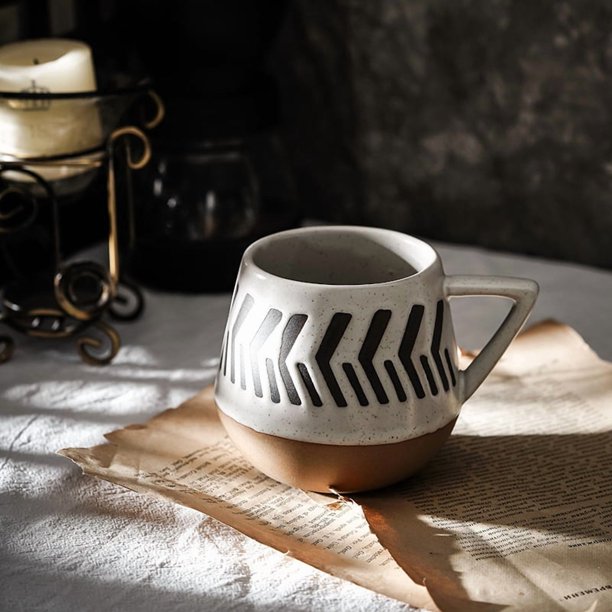 Tazas de cerámica nórdicas minimalistas pintadas a mano: tazas únicas de café y agua de 350 ml