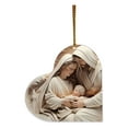 thumbnail image 2 of Feledorashia Personalized Acrylic Christmas Ornaments - 3.15" Heart Holiday Tree Pendants, Nativity Scene Hanging Decor, Christmas Tree Decorations, Religion Gift for Family and Friends, 2 of 5
