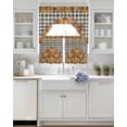 thumbnail image 3 of Orange Pumpkin Swag Kitchen Curtains Sets for Windows 24 Inch Length, Thanksgiving Maple Leaf Botanical Black Plaid Short Window Curtain Swags Valances and Tiers 3 Piece Set for Cafe/Dining Room, 3 of 5