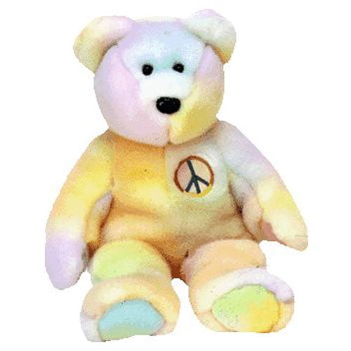 TY Beanie Babies Peace the Bear Stuffed Animal Plush Toy 8 inches tall