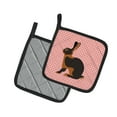 thumbnail image 2 of Tan Rabbit Pink Check Pair of Pot Holders, 2 of 3
