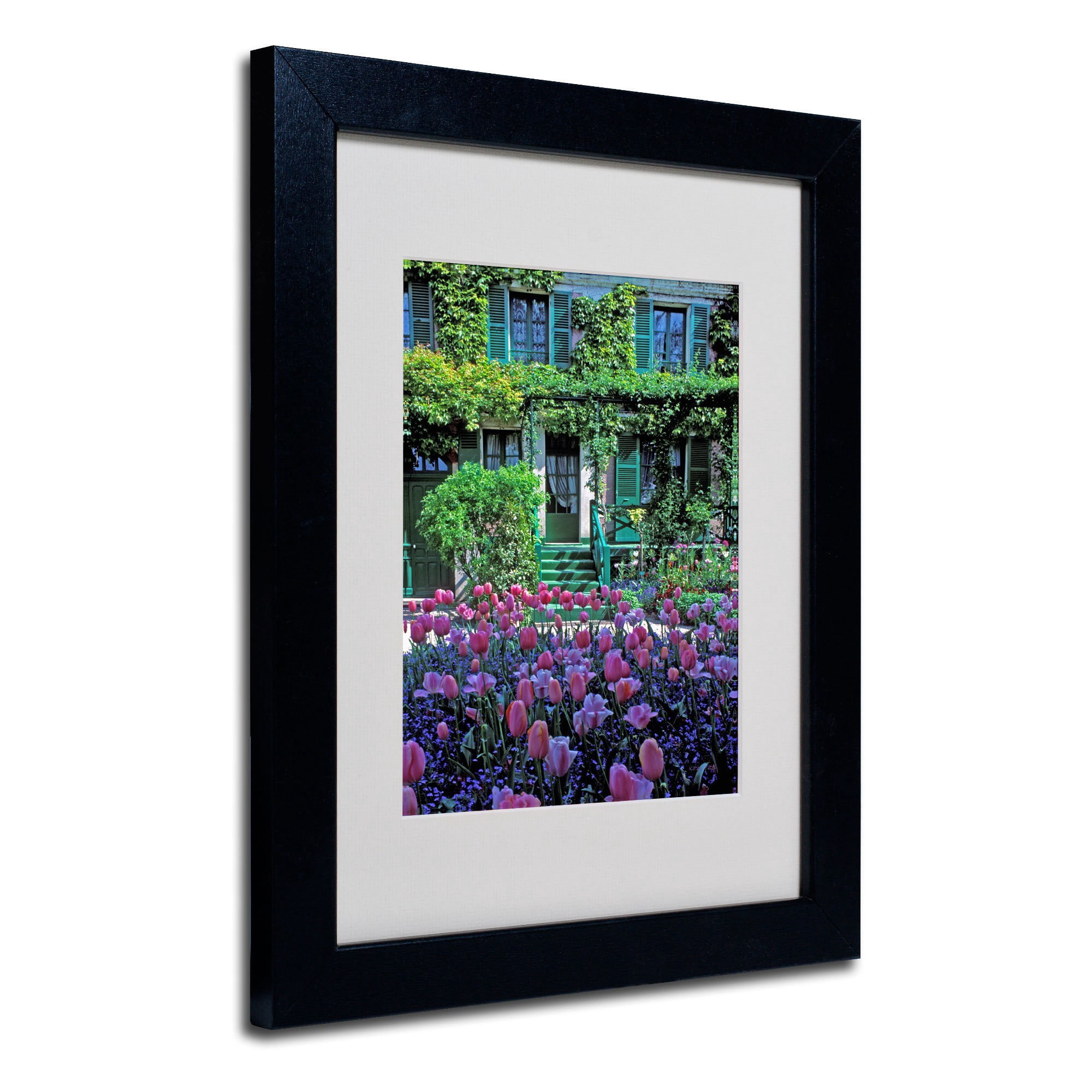 Trademark Fine Art "Monet's House With Tulips" Matted Framed Art by Kathy Yates, Wood Frame
