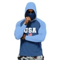 thumbnail image 2 of Men's USA Patriotic Hoodie with Built-in Face Mask and Raglan Sleeves Featuring UPF 50+ Sun Protection for Independence Day Fishing Hiking Camping or Outdoor Work Blue L, 2 of 6