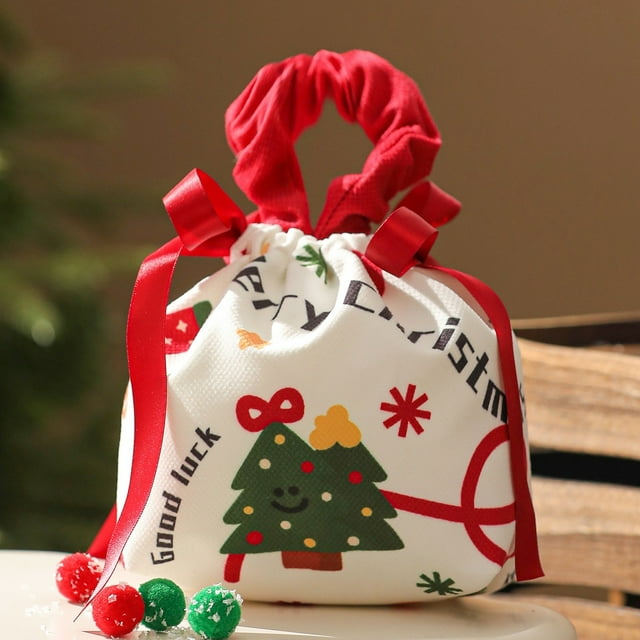 Wrapping Paper Drawstring Candy Reusable Velvet Santa for Holiday Wrapping Party Packaging Decorating