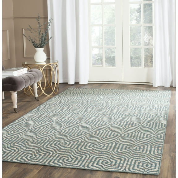 SAFAVIEH Straw Patch Tabitha Geometric Area Rug, Blue/Multi, 5' x 8'