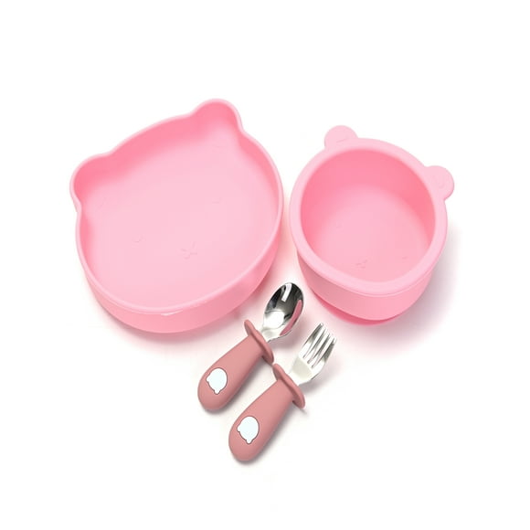 Vajilla para Bebé con 2 Platos y Cubiertos en Acero Inoxidable