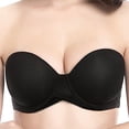 thumbnail image 5 of VISALY Women's Strapless Backless Bra Push Up Anti-Slip Seamless Bralette Soft Supportive Underwire Padded Balconette Full Coverage Tube Top Full Support Bandeau Bra Everyday Underwear Black L, 5 of 7