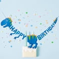 thumbnail image 2 of Banderines de feliz cumpleaños de dinosaurio, suministros de decoración para fiestas de cumpleaños (azul), 2 of 5