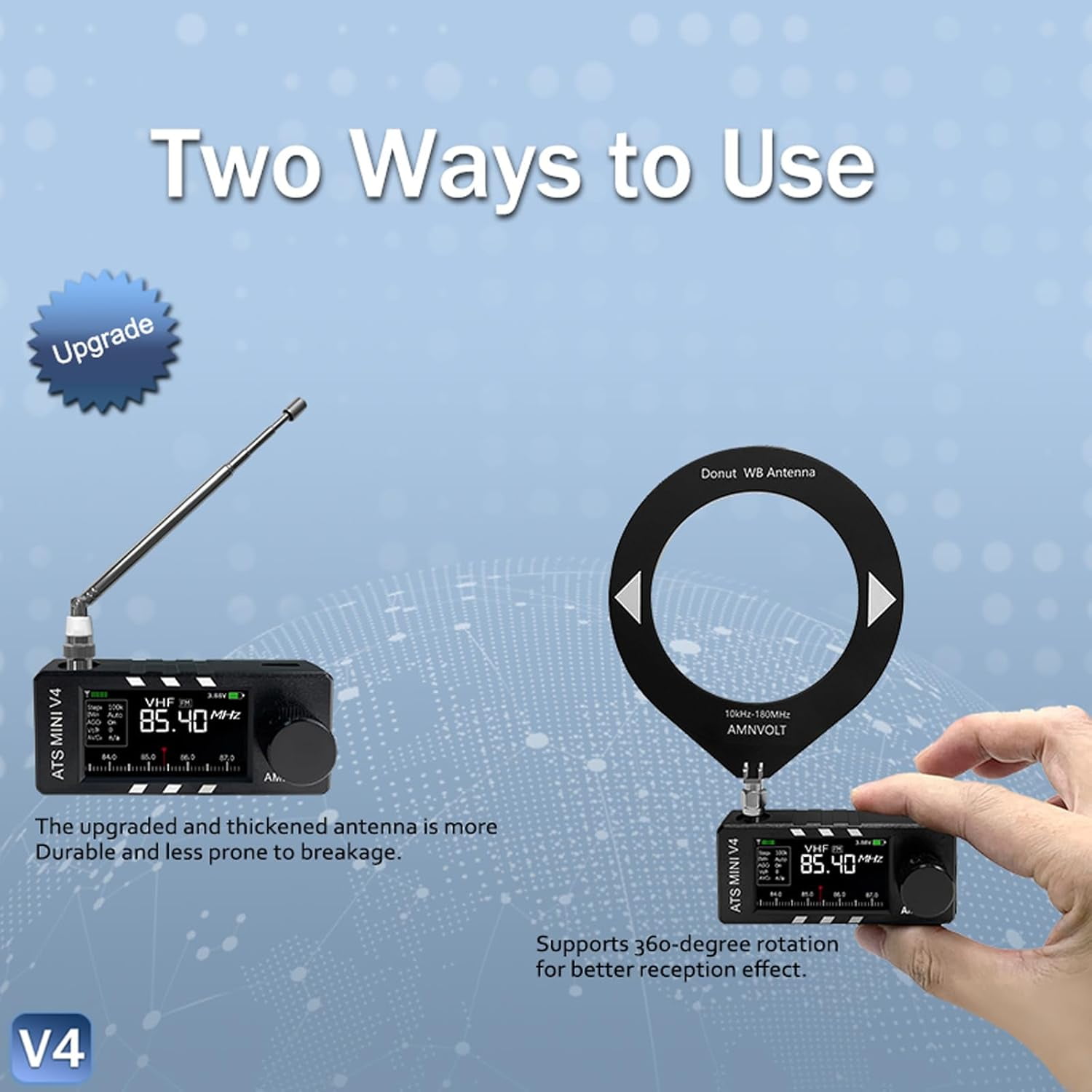 Si4732 DSP Pocket Radio - AM/FM/LSB/USB All Band Portable Receiver with IPS Screen, 800mAh Battery, for SW MW HF Outdoor, Travel & Emergency Use  P