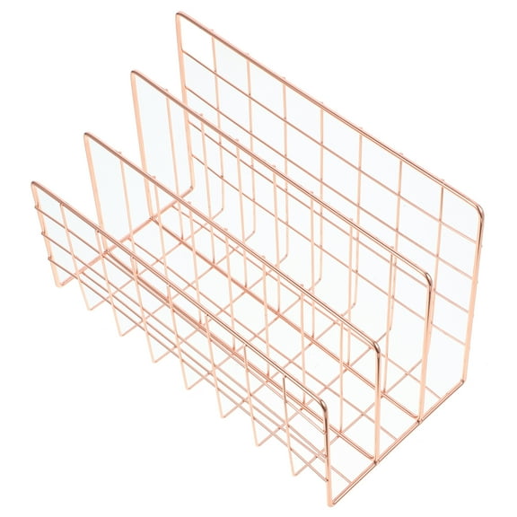 WORGEOUS  File Storage Rack Stackable Shelves Desk Organizer Book Office Golden