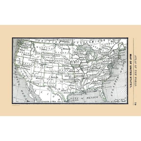 Historic State Map - United States - Alden 1886 - Vintage Wall Art