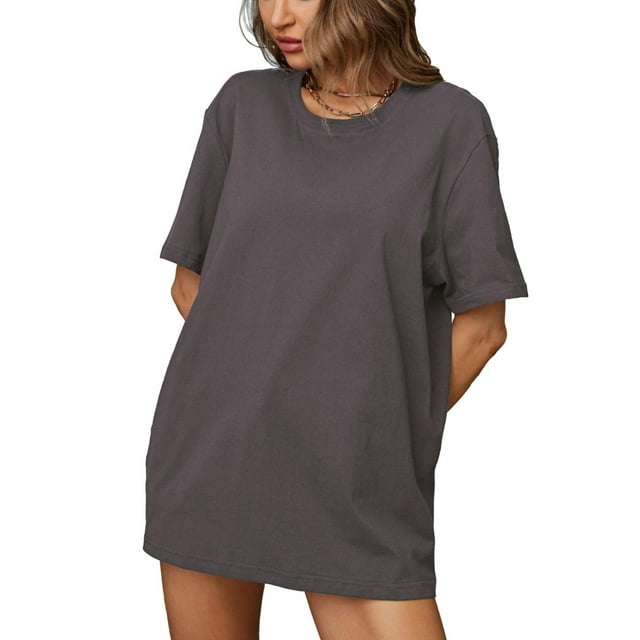 Mrzvby Summer Oversized T-Shirts For Womens Top Loose Half Sleeve Polluer Tees Crew Neck Color Block Plus Size Tunic Tops Gym Workout Top
