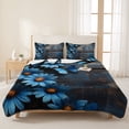 Blue Daisy 3 Piece Quilt Bedding Set with 2 Pillow Shams, Spring Floral ...