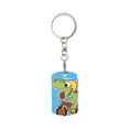 thumbnail image 2 of Uemuo Dinosaur Riding a Motorcycle Pattern Rectangular Metal Keychain - Durable, Stylish, and Personalized Key Ring for Men and Women,Engraved Keychain,Gift Slim Sturdy Keychain, 2 of 7
