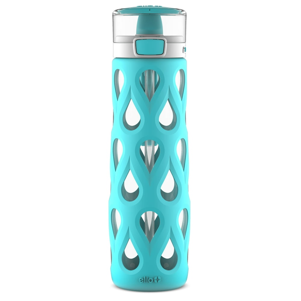 Ello Gemma Glass Water Bottle with LeakProof Locking Lid and Silicone