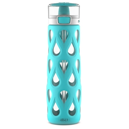 Ello Gemma Glass Water Bottle with Leak-Proof Locking Lid and Silicone Soft Straw, Mint, 22