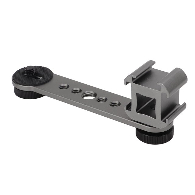 Microphone Stand Bracket, Lightweight Wide Adaptability Aluminium Alloy Multi Function Cold Shoe Mount Adapter For Monopod Dark Gray