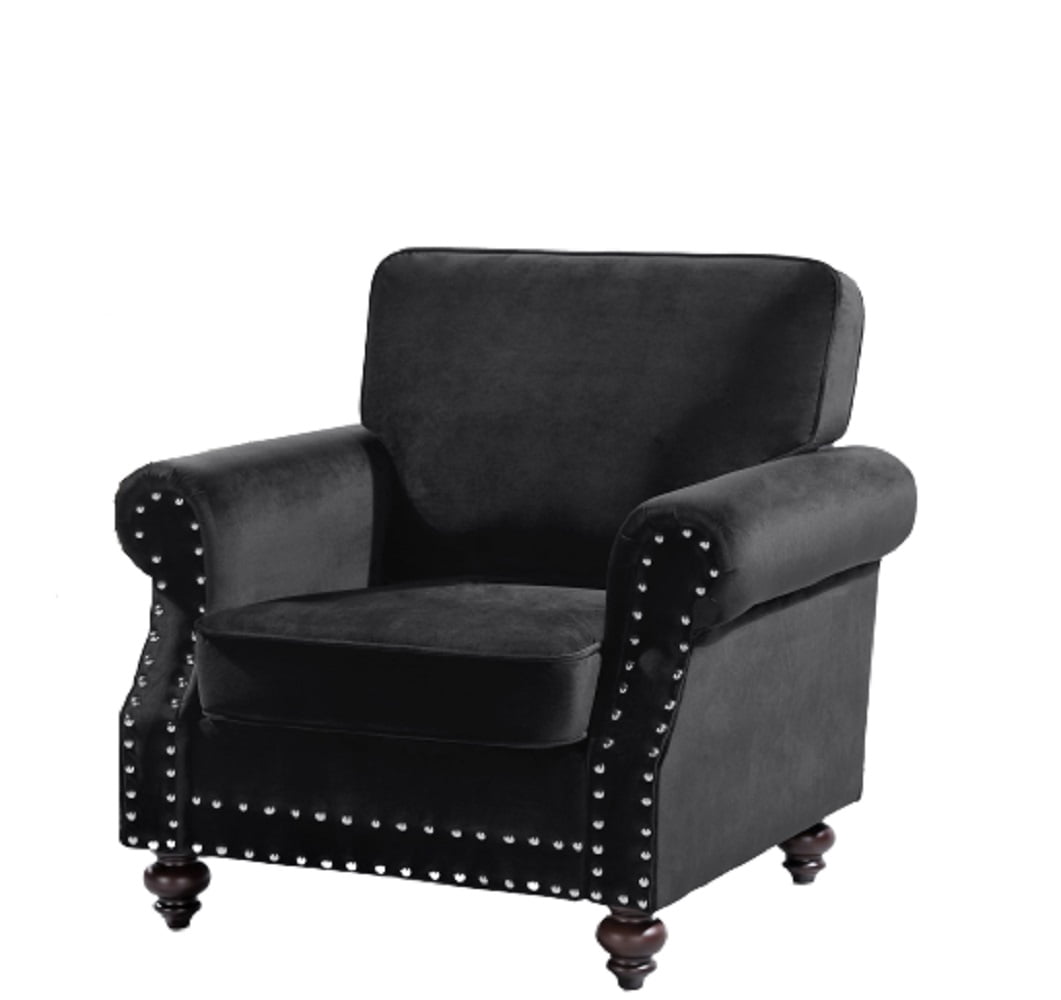 Uspridefurniture Feingold Velvet 37.8'' Wide Tufted Armchair,Black