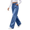 thumbnail image 5 of ClodeEU Women's Elastic Waist Wide Leg Jeans,Casual Loose Denim Pants with Pockets ,Women's S-XXL, 5 of 8
