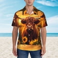 thumbnail image 4 of Daiia Vintage Sunflower Cow A Hawaiian Shirt for Men Gentle Cotton Regular Short Sleeve Casual-Large, 4 of 9