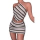 thumbnail image 1 of VISgogo Conjunto de Traje Femenino de 2 Piezas, Cuello Halter de Color en Contraste Sin Mangas con Cordones y Falda Corta para Verano, S/M/L VISgogo  moda, 1 of 7