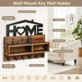thumbnail image 3 of White Decorative Wooden Wall Key & Mail Organizer - 6 Hooks with Storage Basket & 2 Compartments, 3 of 8
