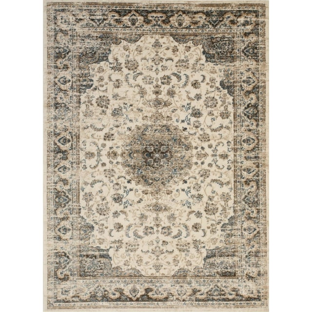 Tapis Médaillon Bohème Vintage Ivoire