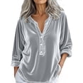 thumbnail image 3 of Chemise Décontractée Rétro à Manches Longues avec Col, Blouse Coupe Ample, Haut Uni pour Usage Quotidien, 3 of 4