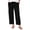 Black, variant on Pants for Women Solid Color Cotton Linen Trousers with Button and Elastic Waist Casual Straight Style Soft and Close-Fitting for Beach Trousers