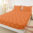 thumbnail image 3 of Feelyou Adult Boho Dragonfly Twin Sheet Sets, Orange Damask Flower Bedding, 3-Piece, 3 of 7