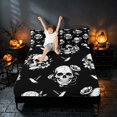 thumbnail image 3 of Homewish Sugar Skull Bed Sheets, Vintage Blossoms Full Size Sheets, Black White, 4-Piece (1 Flat Sheet, 1 Fitted Sheet and 2 Pillowcases), 3 of 4