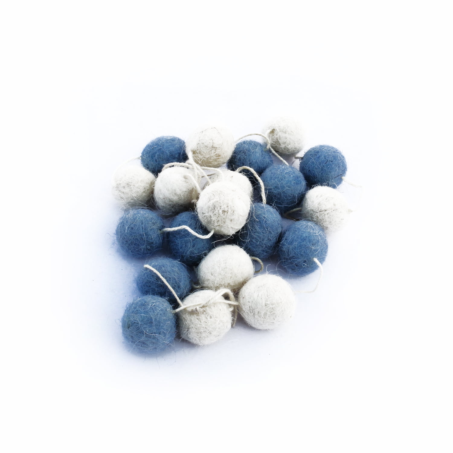 Blue & Off White De Kulture Felt Micro Pom Pom Garlands Set of 4 