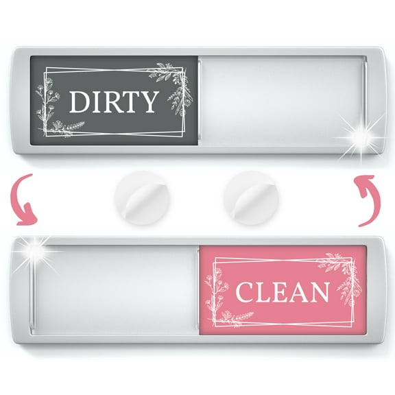 Assured Signs Dishwasher Magnet Clean Dirty Sign for Kitchen - Pink and Grey Acrylic - - Made with Strong Refrigerator Magnets