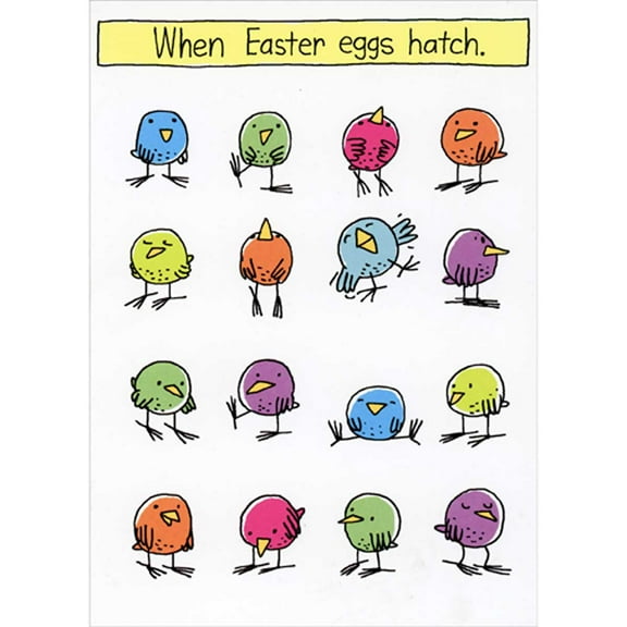 RSVP Greetings When Easter Eggs Hatch: Rows of Colorful Chicks Easter Card