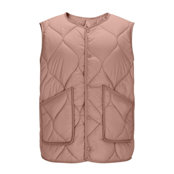 Womens Puffer Quilted Vest Lightweight Bubble Cap Sleeve Jacket Winter Warm Button Down Padded Gilet Winter Outerwear