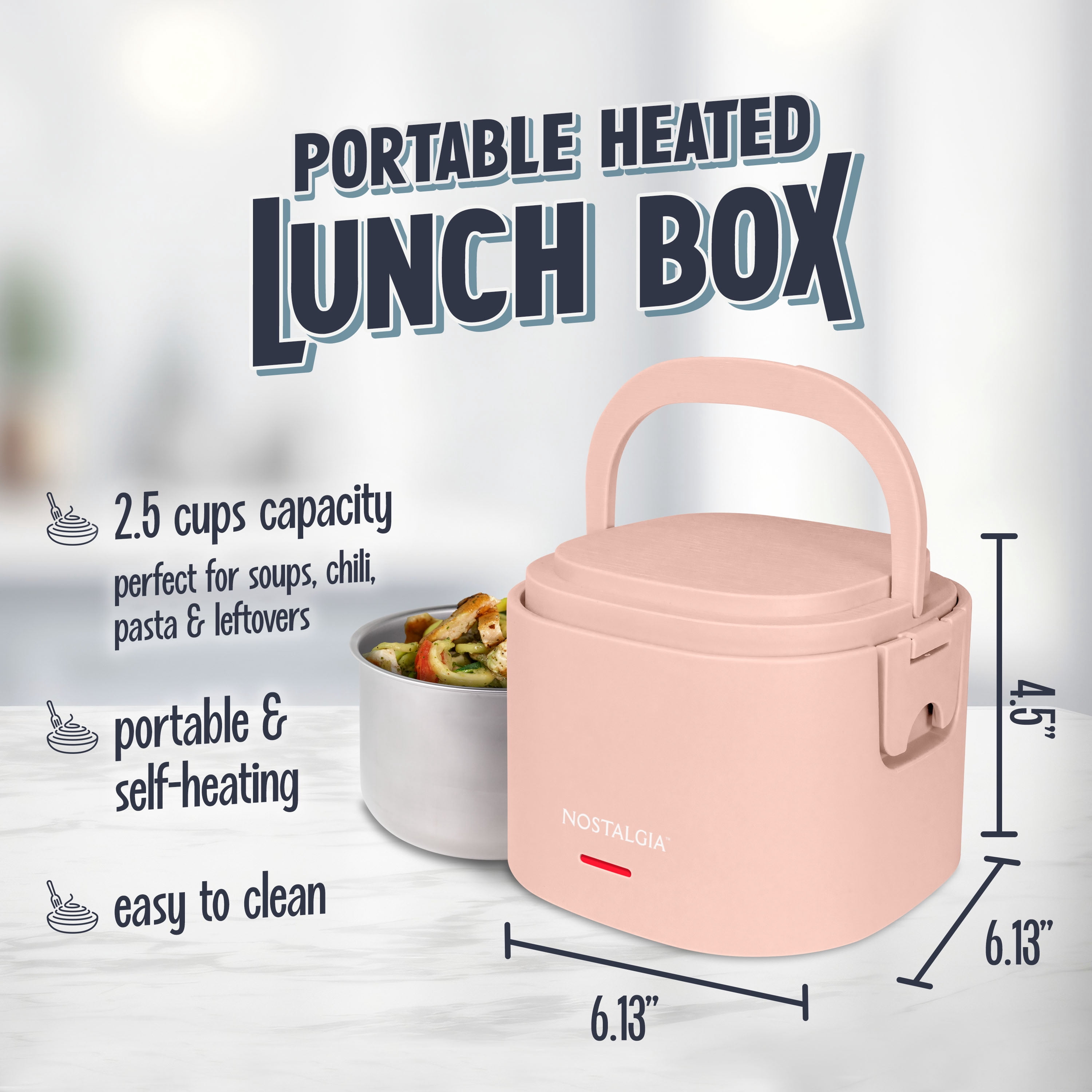 Nostalgia 20 oz. Portable Heated Lunch Box, Cherry Blossom